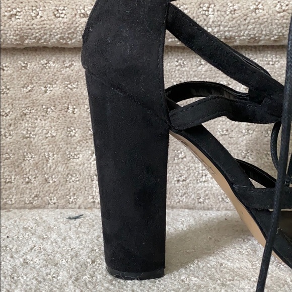 Chelsea & Zoe lace up black suede dress sandals - Picture 5 of 5
